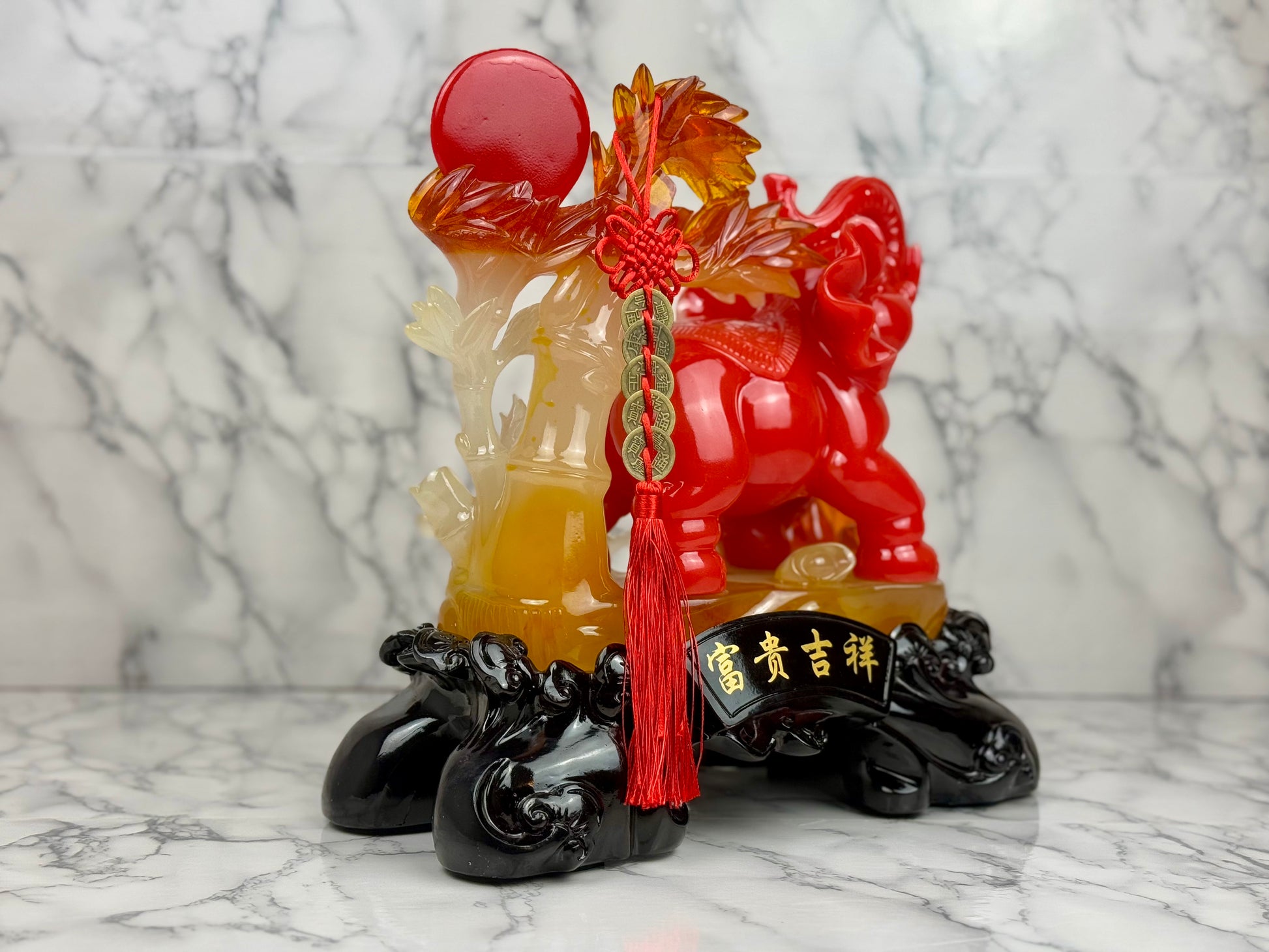 Red Elephant with Bamboo - Jade's Feng Shui Oasis