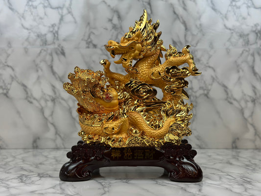 Golden Dragon with Prosperity Cabbage - Jade's Feng Shui Oasis