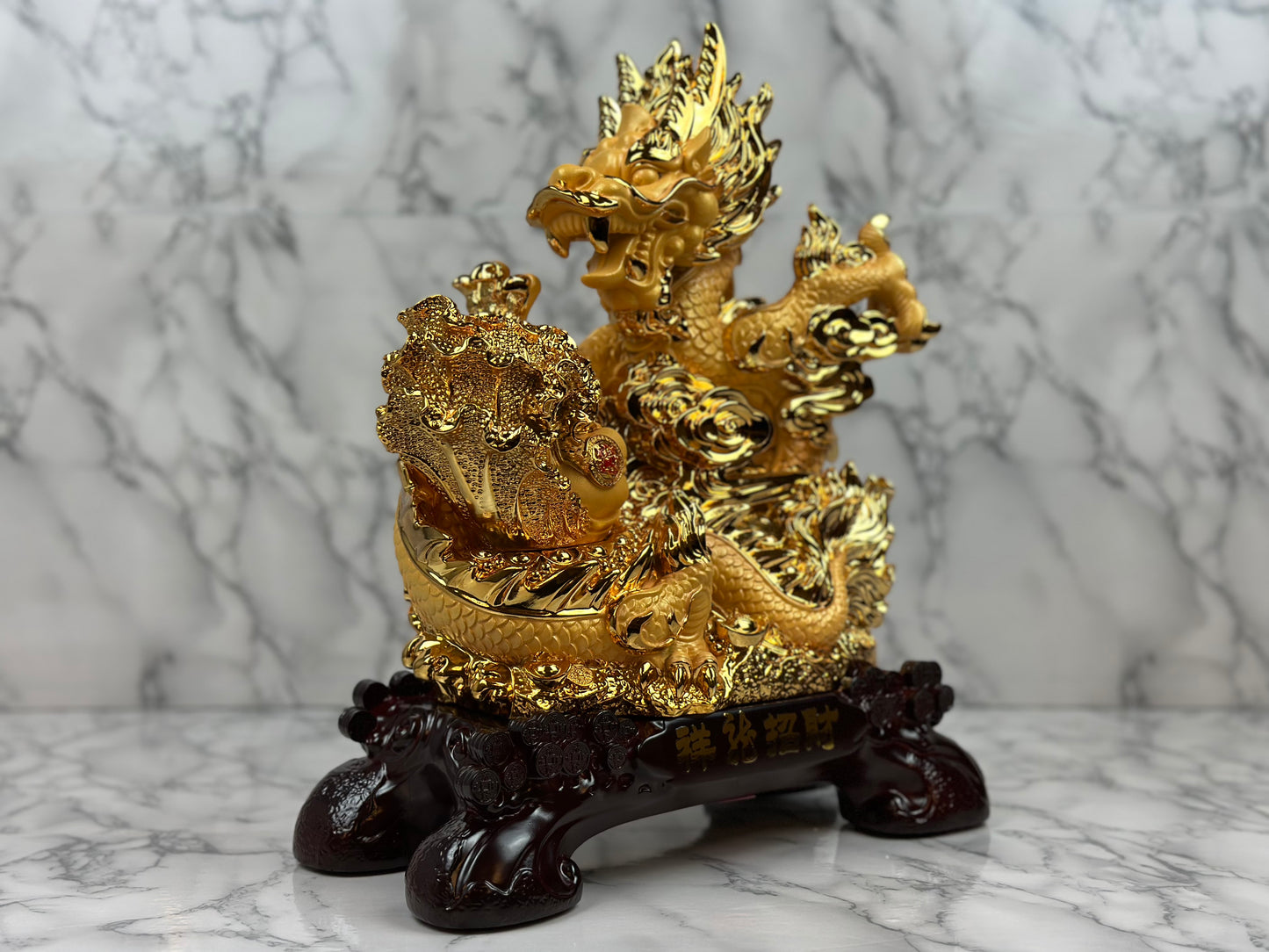 Golden Dragon with Prosperity Cabbage - Jade's Feng Shui Oasis