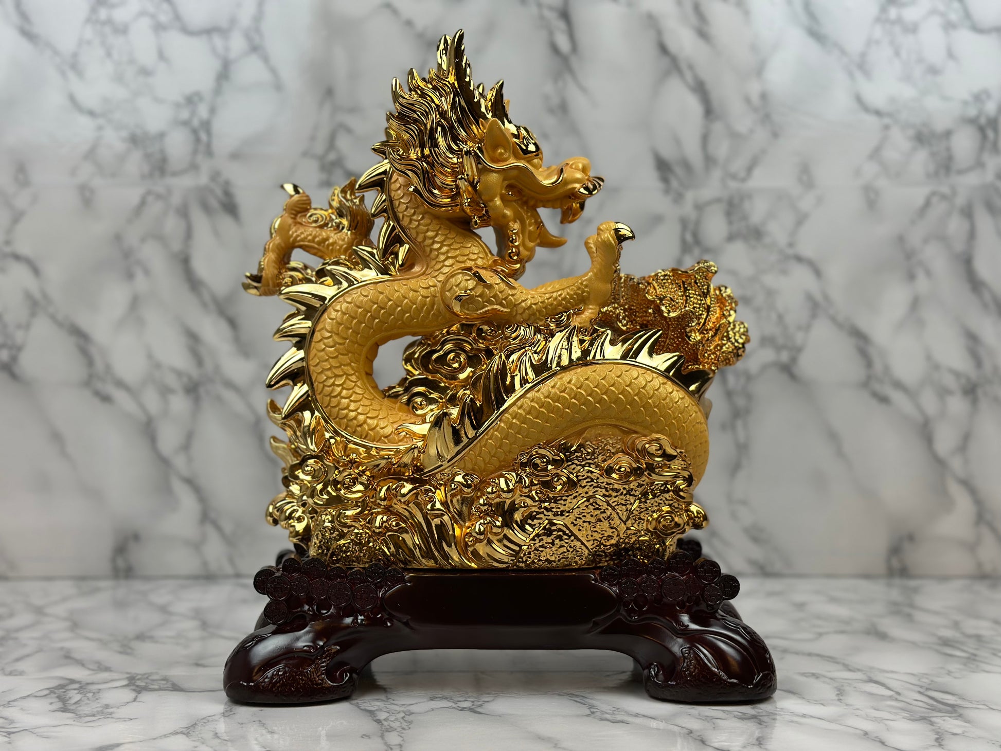 Golden Dragon with Prosperity Cabbage - Jade's Feng Shui Oasis