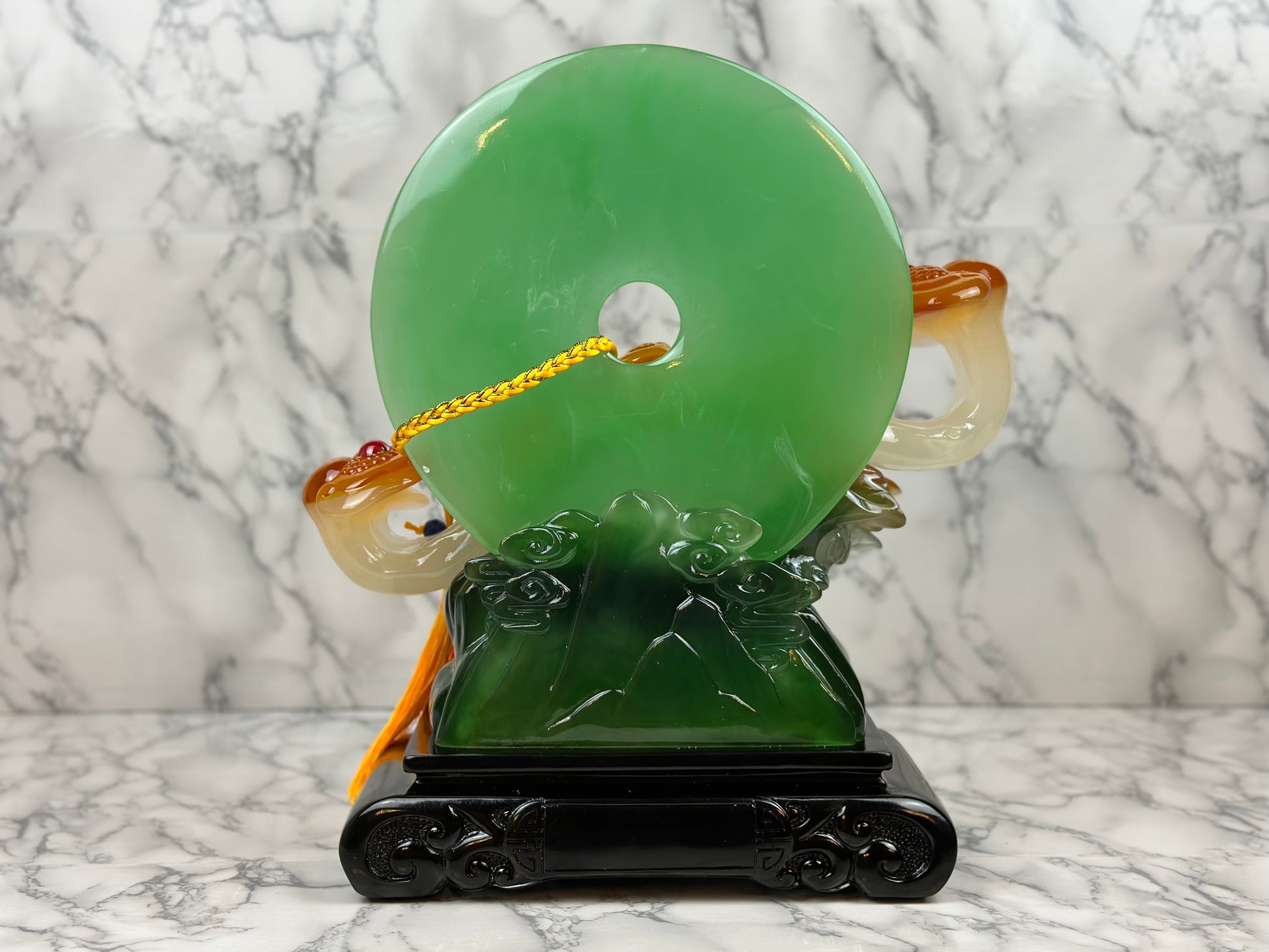 Ruyi With Ice Jade Lucky Coin - Jade's Feng Shui Oasis