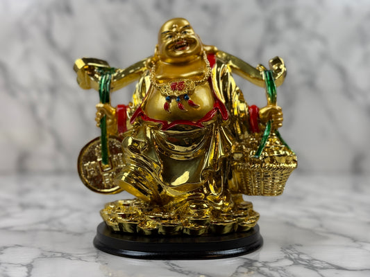 Laughing Buddha with Money Coin - Jade's Feng Shui Oasis