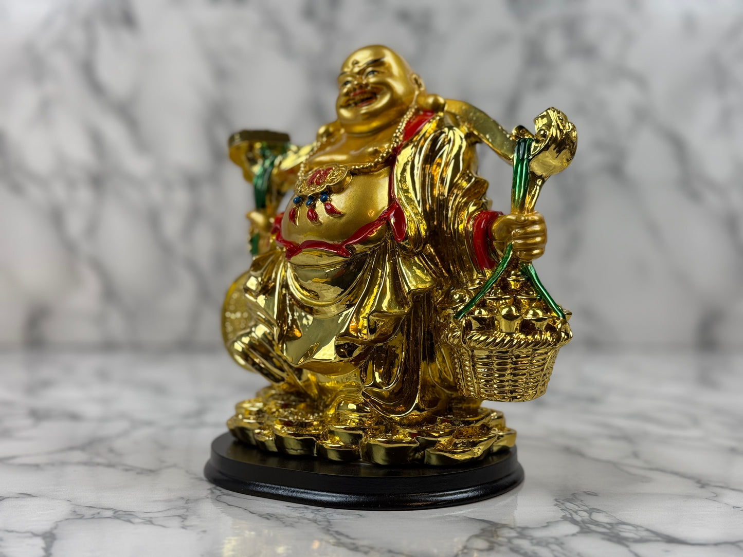 Laughing Buddha with Money Coin - Jade's Feng Shui Oasis