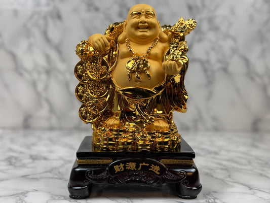 Laughing Buddha Holding A Ru-Yi - Jade's Feng Shui Oasis