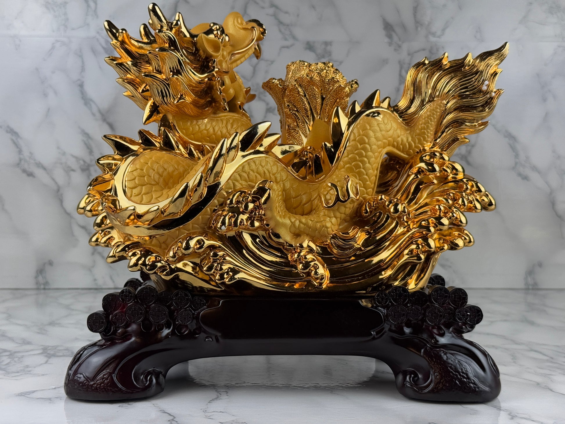 Golden dragon with Cabbage - Jade's Feng Shui Oasis