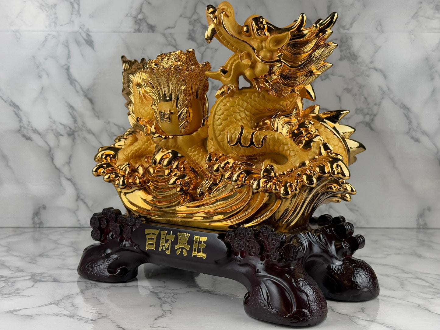 Golden dragon with Cabbage - Jade's Feng Shui Oasis