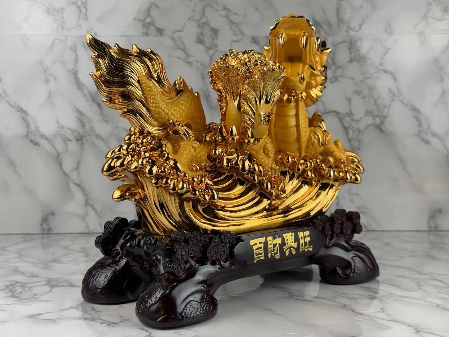 Golden dragon with Cabbage - Jade's Feng Shui Oasis