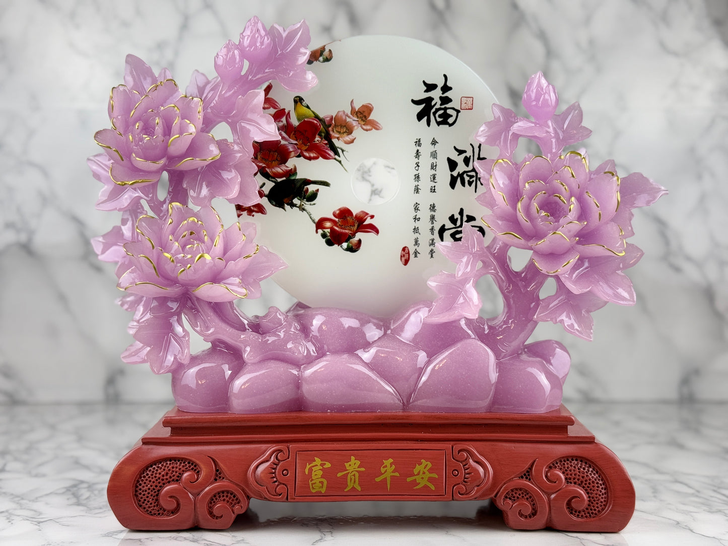 Pink Peony with Lucky Coin - Jade's Feng Shui Oasis